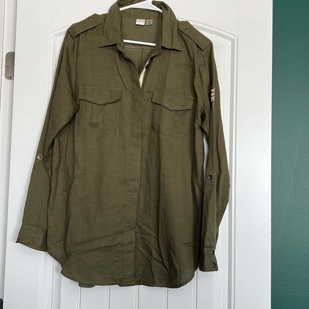 Dark green button down shirt/dress